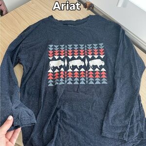 Ariat Navy Buffalo Graphic Long Sleeve Shirt